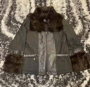 Y2K Fur Trim Leather Panel Coat Belted Mob Wife Aesthetic Vintage Korean Jacket